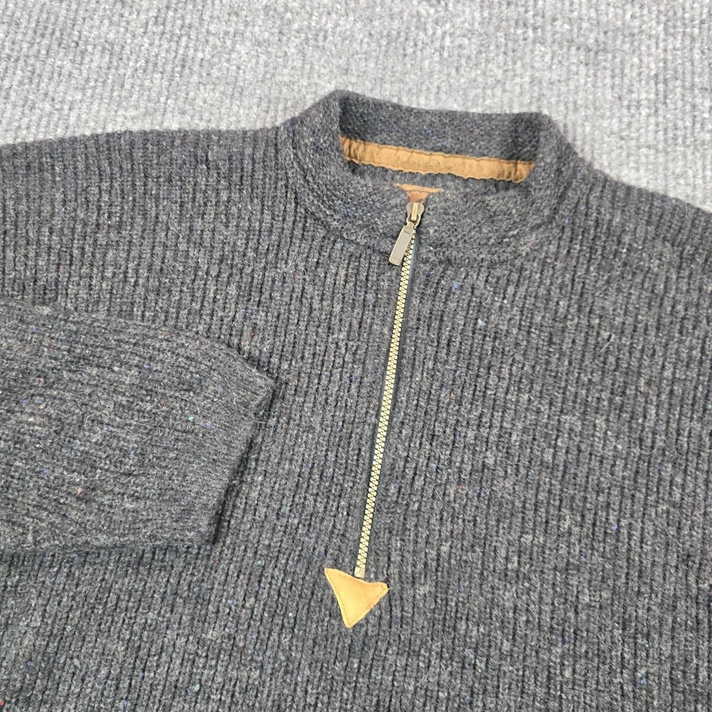 VTG REI Sweater Mens XLT Gray‎ Chunky-Knit Mock Neck 1/4 Zip Pullover Heavy USA